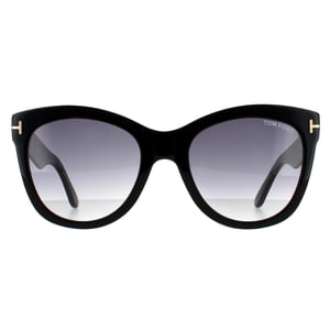 Tom Ford Cat Eye Womens Shiny Black Smoke Gradient