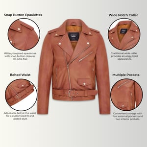Herr Tan Classic Brando Läder Biker Jacket - Heinola