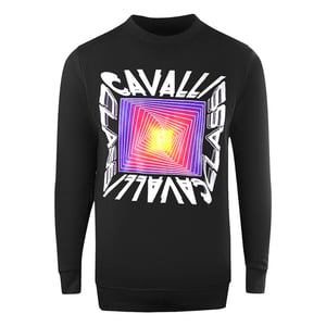 Cavalli Class Asymmetric Box Design Black Sweatshirt