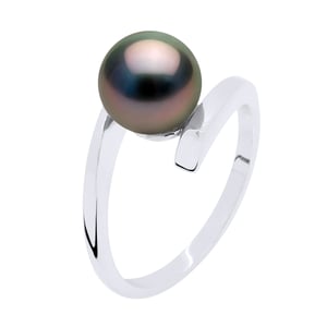 Ring Prestige Zilver 925 Rhodium Geplateerd - Echte Tehiti Parel Rond 7-8 mm