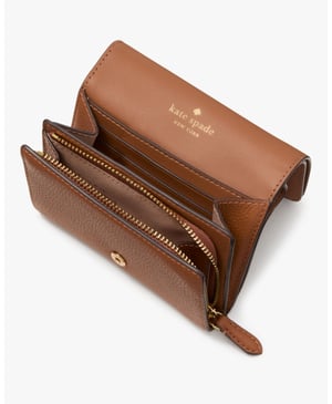Kayla Pebbled Leather Small L-Zip Wallet