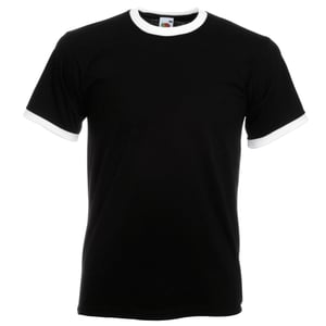 Fruit Of The Loom Heren Ringer T-shirt met korte mouwen (Zwart/Wit)