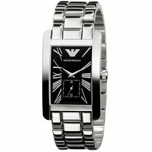 Emporio Armani AR0156 Klassiek Zwart Rechthoek Herenhorloge