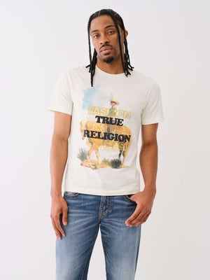 Embroidered Cowboy Tee in White