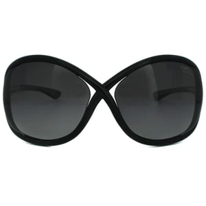 Tom Ford Butterfly Womens Shiny Black Smoke Grey Polarized Sunglasses