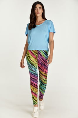 Lila legging met meerkleurige print