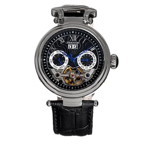 Heritor Automatic Ganzi Semi-Skeleton Leather-Band Watch