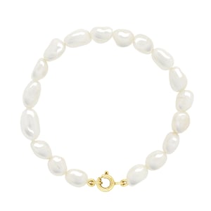 Armband Goud - Rij van Echte Zoetwaterparels Barok 6-7 mm