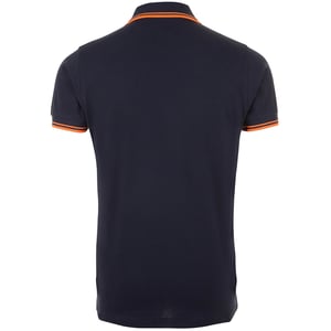 SOLS Heren Pasadena getipt korte mouw Pique Polo Shirt (Franse marine/Neon Orange)