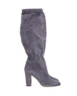 Jimmy Choo Maxyn 85 Knee-high Boots in Grey Suede