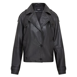 Dames cropped oversized leren trenchcoat - Canberra