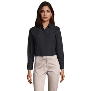 SOLS Dames/Dames Executive Poplin Business Blouse met lange mouwen (Zwart)