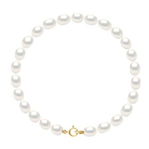 Kralen armband Zoetwater Rijstkorrels 4-5mm Wit Geel Goud 18 Karaat