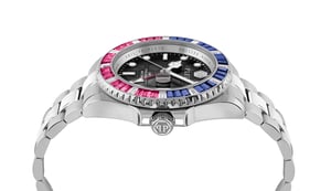 Philipp Plein Gmt-i Challenger Baguettes Mannen Zilveren Horloge PWPZA0124