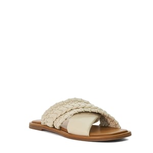 Dune Ladies Leaves - Flat Leather Cross-Over Sandals