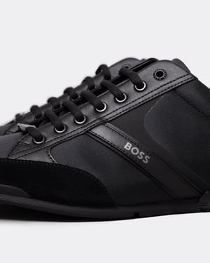 BOSS Orange Saturn Mens Low Profile Mixed Material Trainers With Suede and Faux Leather
