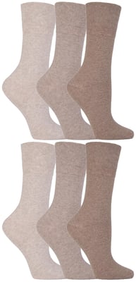 Gentle Grip - 6 paar diabetische damessokken - Beige