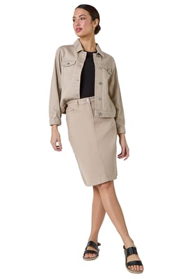 Cotton Denim Stretch A line Skirt