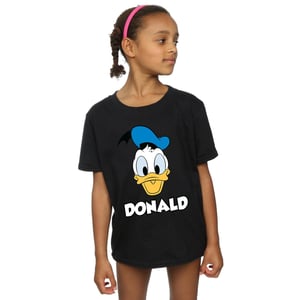 Disney Meisjes Donald Duck Gezicht Katoenen T-Shirt (Zwart)
