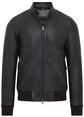 Heren Zwart Retro Leren Bomberjack - Adak