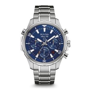 Bulova Marine Star Men's Silver Watch 96B256