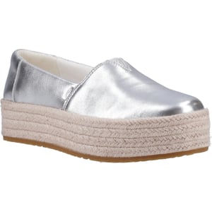 TOMS Valencia Leather Silver Espadrilles för kvinnor