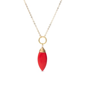 Luxenter collier, metaallegering en koralen collier met 18K vergulde afwerking