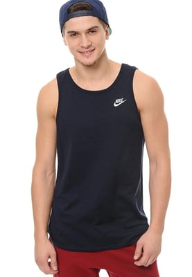 Nike Mens Athletic Gym Casual Vest Tank Top in Navy