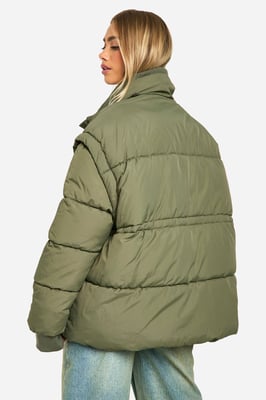 Rib Collar Oversized Puffer Jacket