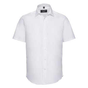 Russell Collection Heren Stretch Overhemd Met Korte Mouwen (Wit)