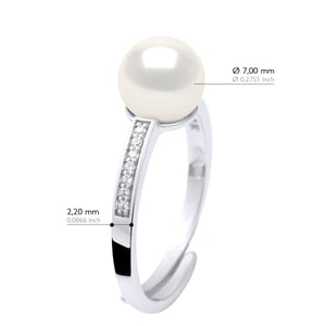Ring Sieraden - Echte GeCultiveerde Zoetwater Parel Rond 7-8 mm