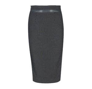 High Waisted Black Pencil Skirt with Leather Detail