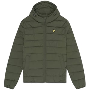 Olijfgroen pufferjack met capuchon van Lyle & Scott met logo en logo