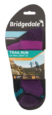 Bridgedale - Womens Sport Ultralight Merino Low Socks - Charcoal / Purple