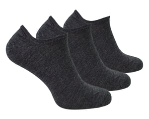 Steven - 3 Pairs Multipack Mens Merino Wool Invisible Socks - Charcoal