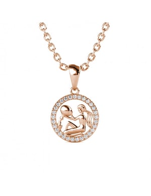 Aquarius Zodiac-hänge - roséguld och kristall