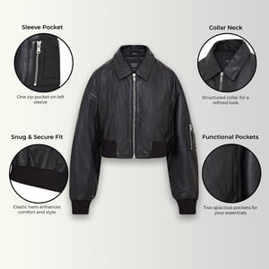 Womens Oversized Leather MA-1 Bomber Jacket