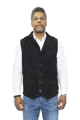 Heren klassiek glad geit suède leren vest-Exeter