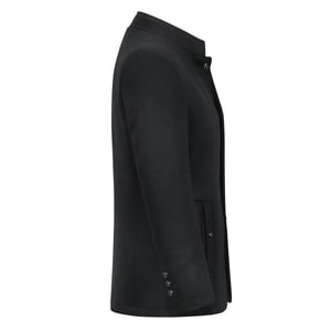 Kort Slim Fit-kappa för män med ståkrage Business Casual Ullöverrock Svart