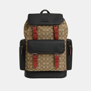Sprint Backpack in Leather and Signature Jacquard Bag