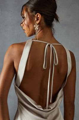 Premium Satin Racer Open Back Bridesmaid Dress