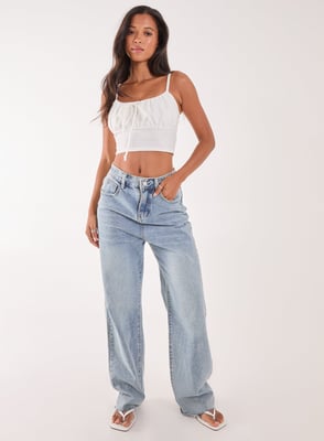 Textured Daisy Tie Strappy Top