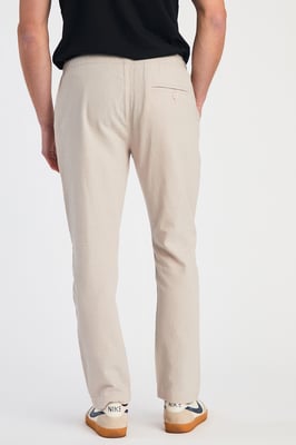 Stone Linen Blend Cuffed Trousers