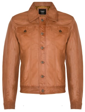Trucker Slim Fit Leather Shirt Jacket