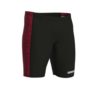Men's Arena Abstract Tiles Jammer Swim Shorts in Black Red