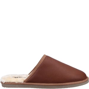 Hush Puppies Mens Coady Leather Slippers (Tan)