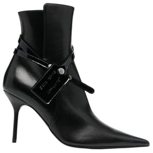 Off-White Nappa Calf Zip Tie Black Ankle Boots