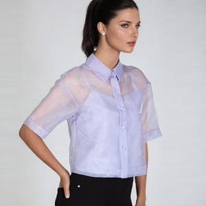 Organza overhemd met korte mouwen en flappen