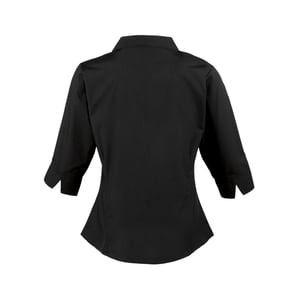 Premier Womens/Ladies Poplin 3/4 Sleeve Shirt (Black)
