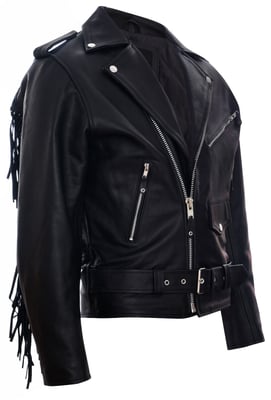 Fringe Hide Leather Brando Tasseled Motorcycle Biker Jacket